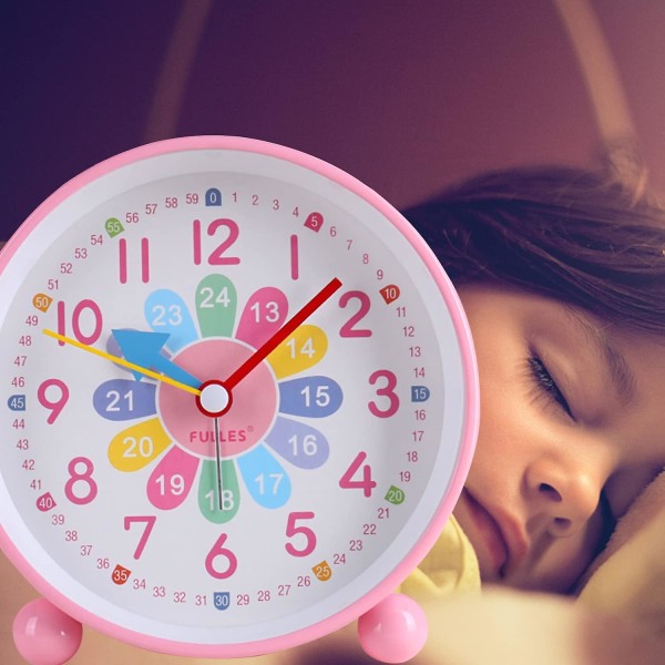 Kinderwecker Digital, Kinderwecker Ohne Ticken, Lernwecker Lernuhr Weckuhr Kinderuhr Lautloser Snooze Analog Wecker, (rosa)