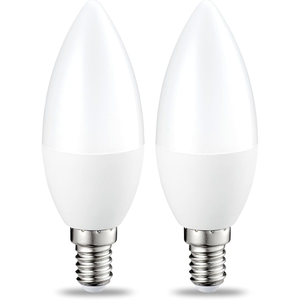 Pakke med 2 små flammeformede LED-pærer Edison skruefod E14 5w (40w ækvivalent) Varm hvid, ikke-dæmpbar intensitet (FMY)