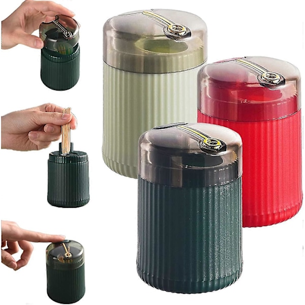 3 st Pop-up Automatisk Tandpetare Dispenser, Auto Tandpetare Dispenser, Automatisk Tandpetare Dispenser (FMY)