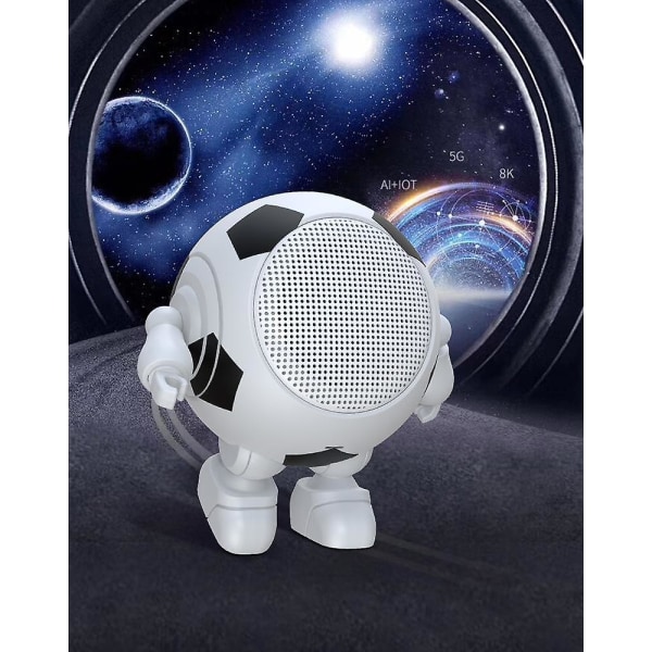 Bluetooth robothögtalare Söt bärbar liten stål Bluetooth ljud trådlös (fotbollstil vit) (FMY)