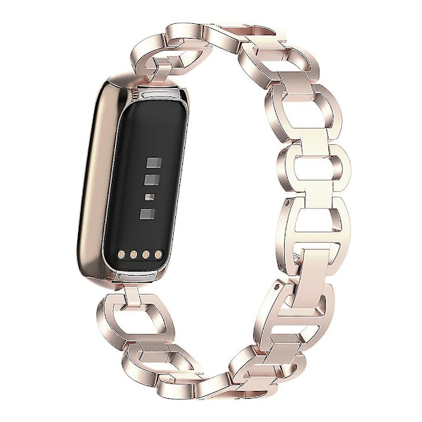 Sportband för Fitbit-Luxe Smartwatch Metallarmband Ersättningsarmband (FMY) Rose gold