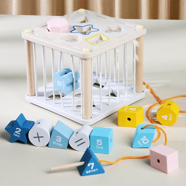 Pluggningsleksak Form och färg Sorteringsleksak 3-d pussel Geometrisk träleksak Baby Tidig pedagogisk sensorisk blockbrädspel (FMY)