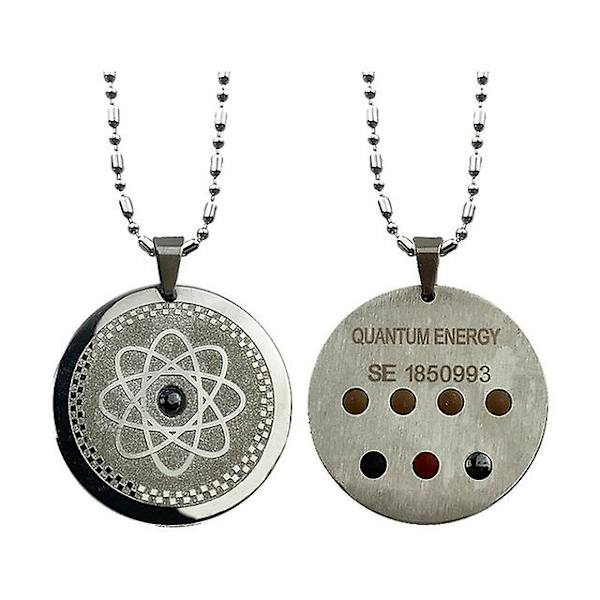 Kvantevitenskap Skalar Energi Helse Halskjede Rund Rustfritt Stål Germanium Stein Anheng for Menn Kvinne Far Mor  (FMY) Silver