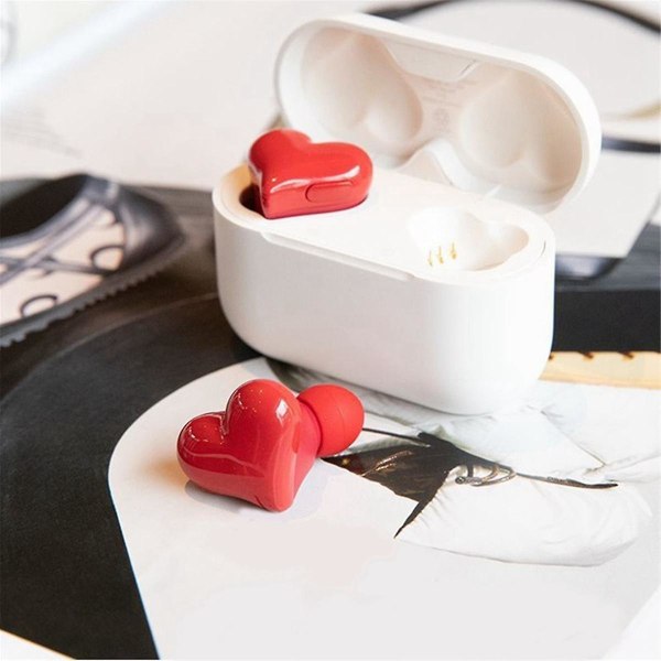 Love Bluetooth Headset Vattentätt Enkel ihopparning Kontinuerlig Bärbar In-ear Noise Cancelling Heart He (FMY)