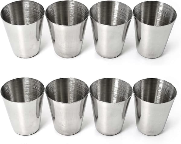Snapseglas i sæt af 12, rustfrit stål snapseglas, Stamper Pearl (FMY)