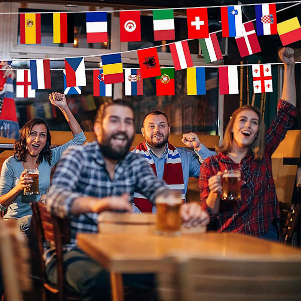 2024 EM-fotbollsmästerskap Vimplar Flaggor 24 Lag 7 Meter/Paket, 2024 Europacup Landsflaggor För Trädgård, Bar, P  (FMY) 1 pack