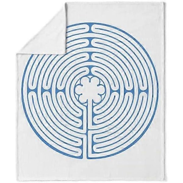 Blå Chartres Labyrint Pläd Supermjuk Fleece Plysch Filt-ORFM411 (FMY) 50x40in 125x100cm