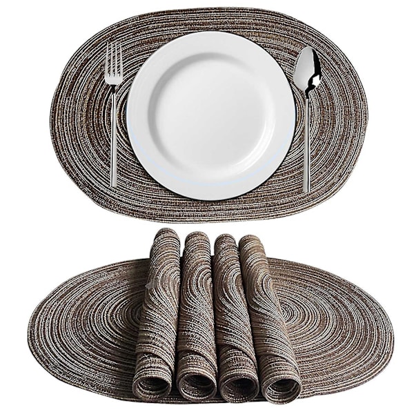 Oval Dukar Tvättbara Dukar För Köksbord, 50 x 35 cm (grön, brun, grå, gul) (FMY) brown