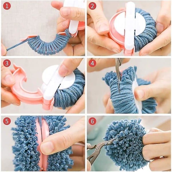 4 Storlekar Pom Pom Maker Set, Fluff Ball Weaver Kit Vuxen Handgjord Pom Pom Verktygsset, Slumpmässiga Färger (FMY)