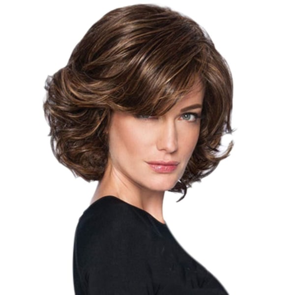 Parykk blonder foran krøllet brun, shaggy kort krøllete hår for kvinner (FMY)