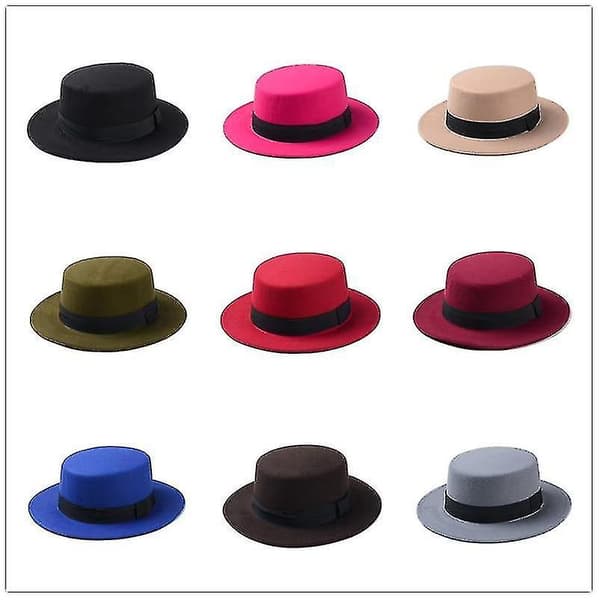 Hatte Uld Boater Flat Top Hat Kaffe (FMY)
