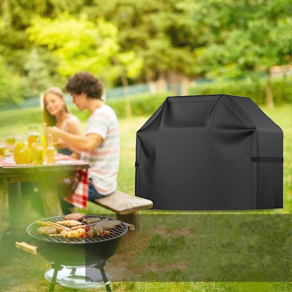 Vattentätt Grillöverdrag med Justerbar Fästtejp Anti-UV Blekningsresistent Oxfordtyg Gasgrill Dammskydd (FMY) Black L