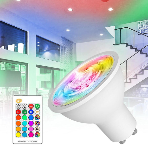 Gu10 Rgb Led Bulb 8w Ir Remote Control Ac 85-265v, Mood Night Light, 16 Colors Changing, Warm White (FMY)