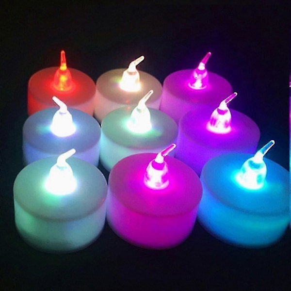 Färgväxlande LED-telampor i bulk, 6 st flamlösa te-ljus med färgglada lampor, batteridrivna färgade falska ljus, utan flimmer (FMY) 24PCS