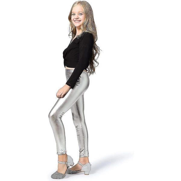 Jente" skinnende leggings metalliske bukser i full lengde (FMY)