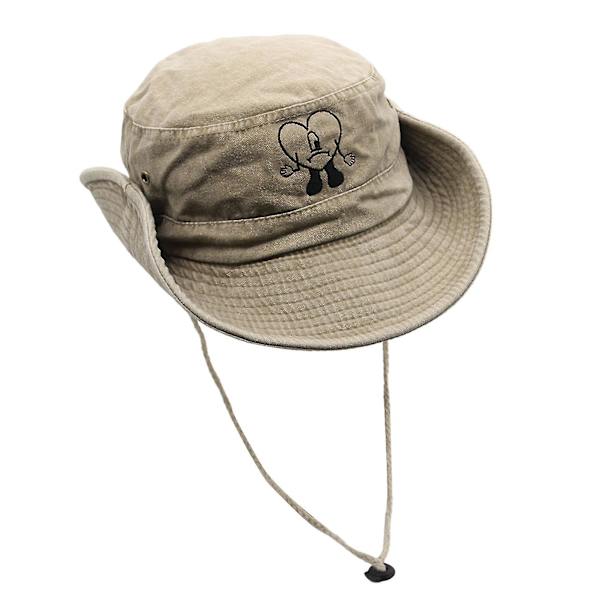 Ämpärihattu Un Verano Sin Ti Bad Bunny Love Heart Rope Folding Aurinkosuoja Hengittävä Miehet Naiset Kesä Kalastajan Hattu Ulkoiluun (FMY) Khaki
