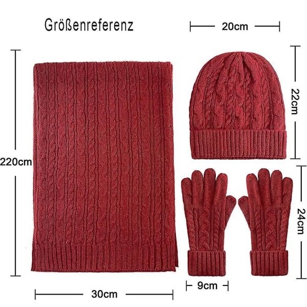 Damernas Beanie, Halsduk och Vantar Set (FMY)