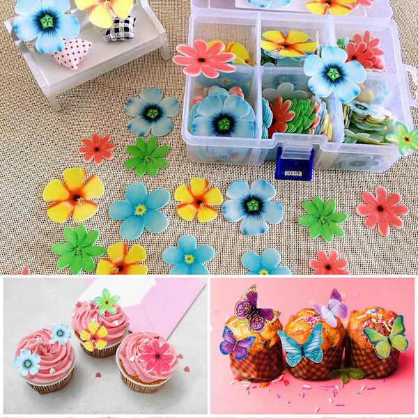 1 Æske Hawaiianske Blomster Sommerfugle Kagepynt Spiselige Oblatpapir Dekorationer Spiselige Blomster Cupcake Toppers Kagedekoration (FMY) Little Flower