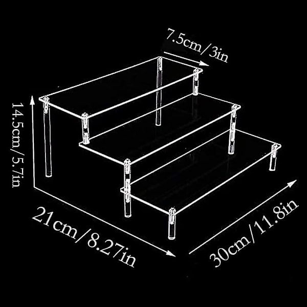 Kirkas Akryyli Näyttöteline, 3-tasoinen Kirkas Portaikko Hylly, Kokoelma Akryyli Näyttöteline, Näyttö Näyttöhylly (FMY)