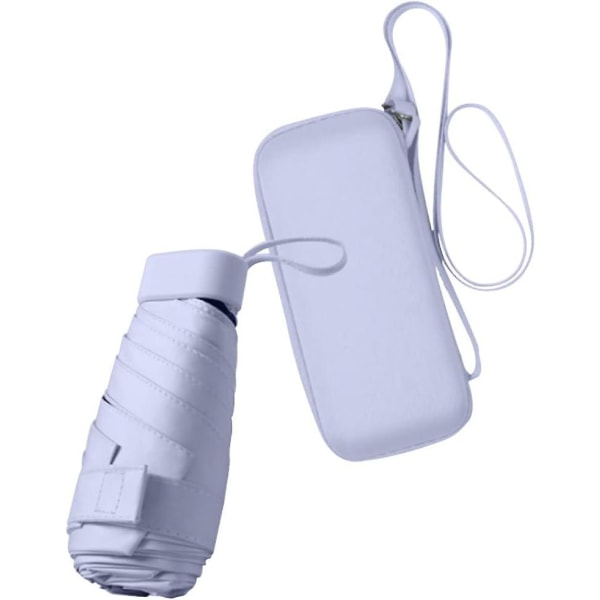 Mini resesolparaply för handväska med case, litet kompakt Uv-paraplyskydd sol, bärbart parasollparaply vindtätt, lila (FMY)