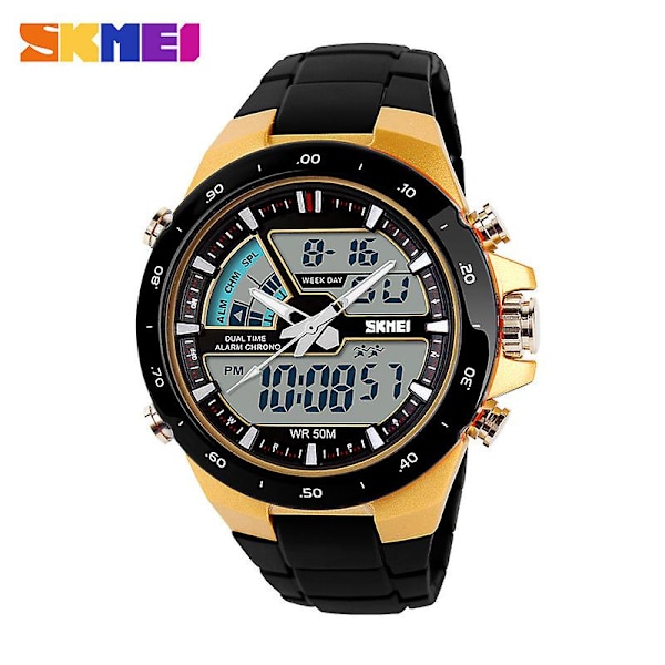 Klocka för män Sport Quartz handled män Analog Digital Vattentät Militär (FMY) Yellow Free Size