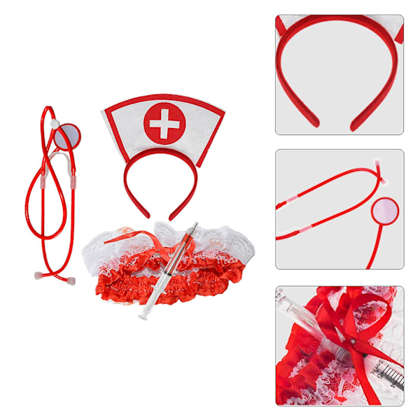 Sygeplejerske Hat Form Hovedbånd Stetoskop Pen Lårbæl Cosplay Kostume Hovedbeklædning  (FMY) Nurse set one packag