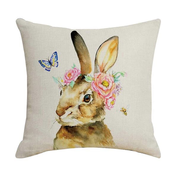 4 st påsklinne örngott påskkanintryck dekor soffa 45x45cm (FMY)