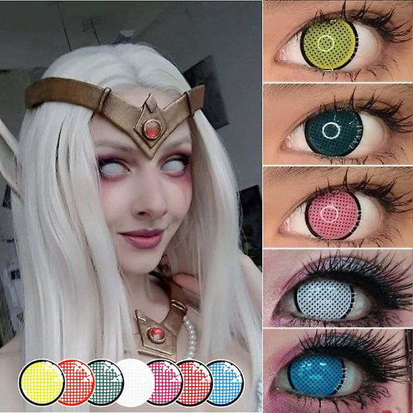 Tib 2 stk/par Anime Cosplay Kontaktlinser Farvekontaktlinser Kosmetiske farvede linser Rød linse Hvid linser Anime tilbehør (FMY) white mesh
