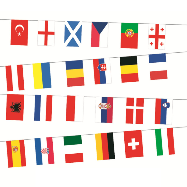 Top 24 Fodbold Deltagende Hold Flag Til Euro 2024 Moderne Enkle Dekorative Rekvisit Til Have (FMY) 10 Strings