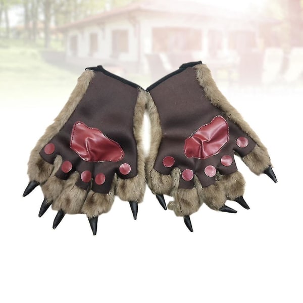 Talvi Rukkaset Furry Wolf Paw Gloves Koiran Tassu Puku Käsine Wolf Paw Gloves Paw Rukkaset (FMY) M