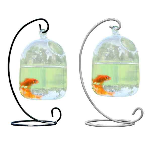Håndlavet Glas Akvarium Med Stativ - Krystalklar Mini Akvarium Til Hjemmedekor Eller Blomsterbutikker (FMY) White