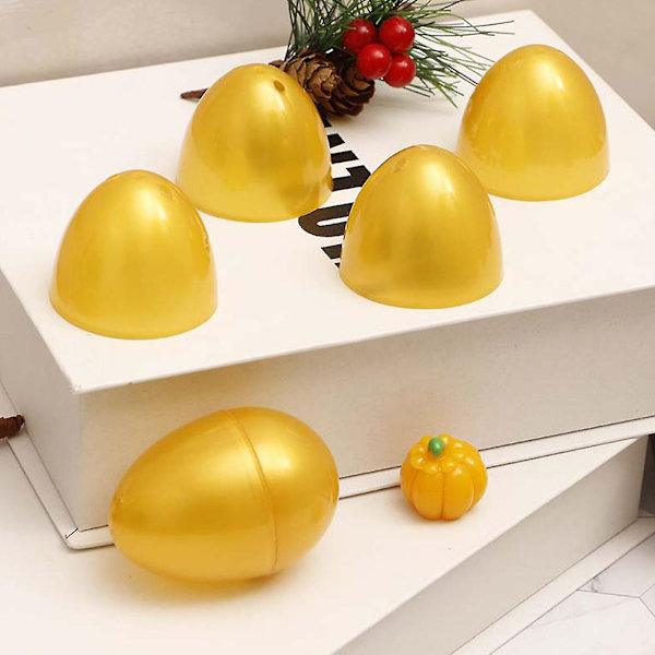 24 st tomma gyllene ägg påskplastägg barnleksak inslagning äggfestlotteriägg (FMY) Golden 6X4CM