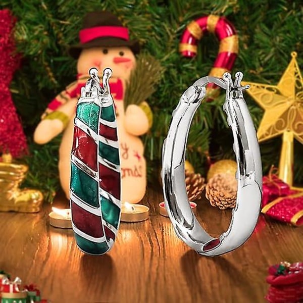Örhängen för kvinnor Emalj Holiday Ornament Loop Örhänge Charm Smycken Present (FMY)