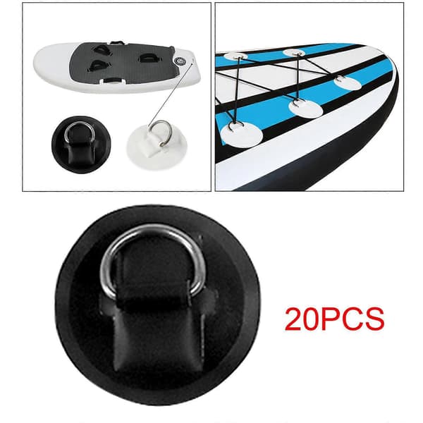 20x D-ring pad/patch trækringspænder i rustfrit stål til PVC gummibåd (FMY) Black