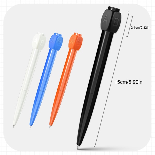 1/4x Fidget Spinner Pen Fidget Pen Spinner Med ABCD Rotation Cap Kuglepen  (FMY) Black