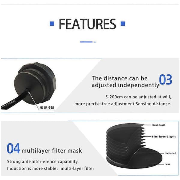 KE200 DC 5v-24v PIR Rörelsesensor Infraröd Diffus Reflekterande Närhetssensor för Utomhusbruk (FMY) xKC-KE200-V NC