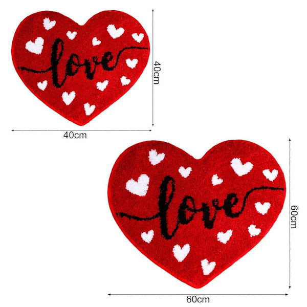 Baderomsmatte for Valentinsdagen, Sklisikker Hjerteformet Badematte, Myk Vaskbar Dusjmatte i Kjærlighetsform (FMY) B 40cm