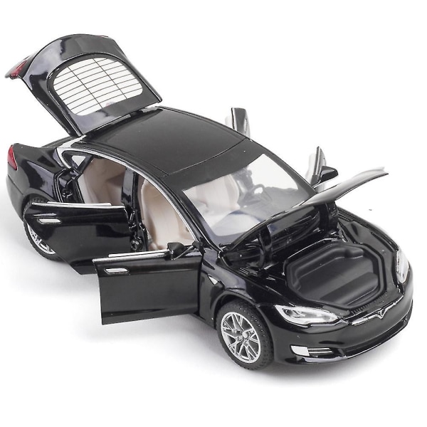 Tesla Model S bilmodell med ljus och öppningsbar dörr Musiksimuleringsfordon