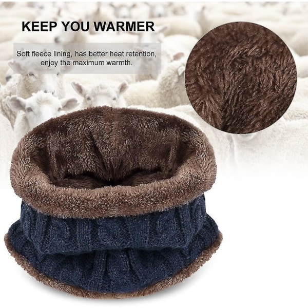 Vinterhue Tørklædehandskesæt - Termisk, varm strikket huehue med rund halsvarmer (FMY)