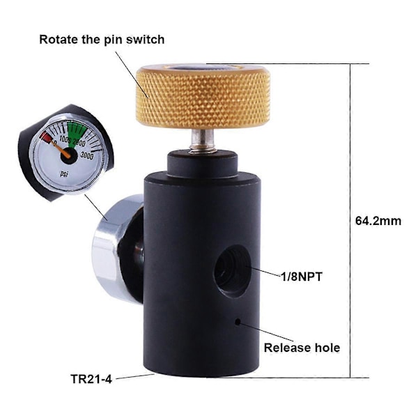 Inflasjonsadapter for CO2 CO2-sylinder med TR21-4 hann-gjenge Maker Valve Refill Tilbehør med (FMY) As Shown