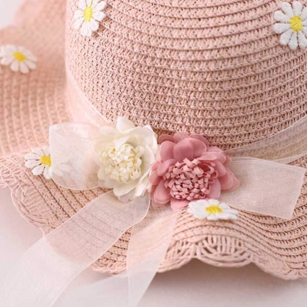 Mdchen Daisy Sonnenhut Strohhut Mit Schulter Strohbeutel Set Sommer Blume Strand Hut Welle Weit Sonnenschutz Hut Beanie Mtze Fr Kinder Kleinkind Baby