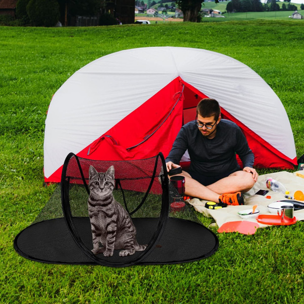 Utendørs katteltelt, telt med innhegning til kjæledyr egnet for katter og smådyr, Portabelt treningstelt innendørs lekegrind med bæreveske (FMY)