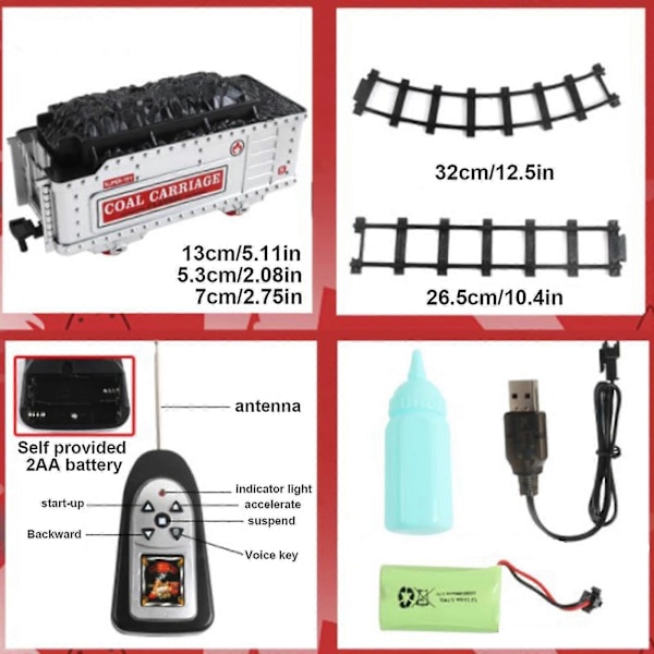 yougangtrain Togsett for juletre, oppladbart elektrisk tog for gutter og jenter med fjernstyrt damp, lys og lyd, julegaver togbaner (FMY)
