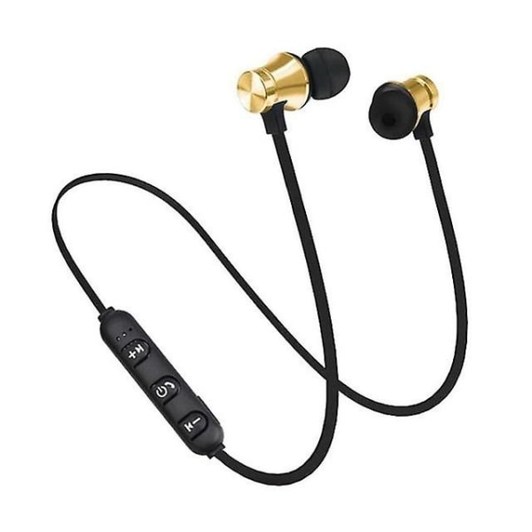 Xt11 magnetiska trådlösa Bluetooth hörlurar Sportlöpning In-ea Trådlöst spelheadset med mikrofon Nackband Sporthörlurar (FMY) Gold