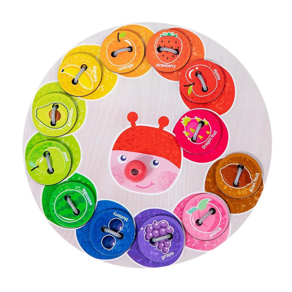 Härlig tecknad Caterpillar Toy Snörning Pussel Leksak Miljövänligt trådpussel för toddler Barn Pojkar Flickor (FMY)