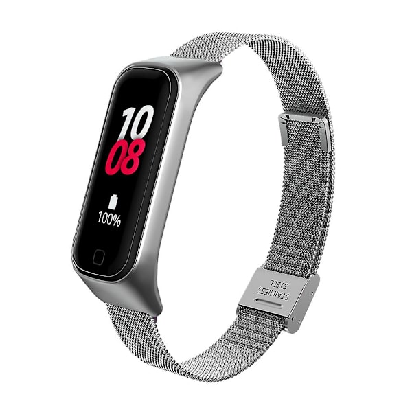 Udskiftningsarmbånd til Samsung Galaxy Fit 2 Armbånd Metal Rustfrit Stål Bånd til Samsung Galaxy Fit2 R220 Smart Band (FMY) black
