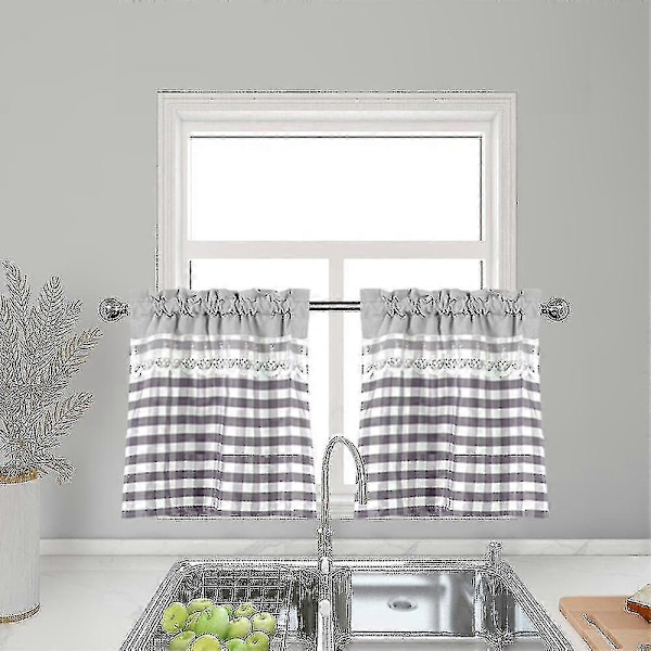 Keittiön verhot Sisustus Ikkunaverho Ylellinen Kahvila Kappa Päälliverhot (FMY) Grey 74cmx61cm