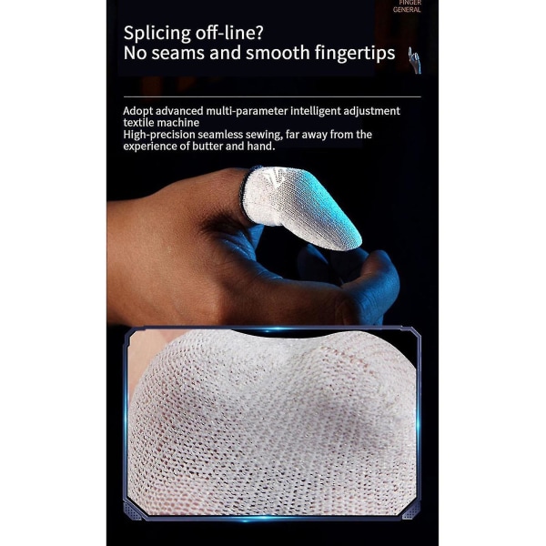 Gaming Finger Sleeves Kompatibel -för mobilspel 0,25 mm Glas Silver Fiber Sömlös cover för Pubg/cod/lol/ros (FMY) Black 1 Pair-Storage Box