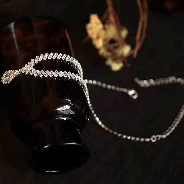 Mode Vattendropps Halsband och Örhängen Set för Bröllop Kristall Bröllops Smycken (FMY)