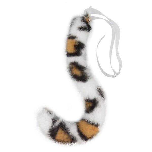 Justerbar Rävstjärt Cosplay Kostymfest Super Stor Fuzzy Tail Tonåringar Vuxna (FMY) White leopard
